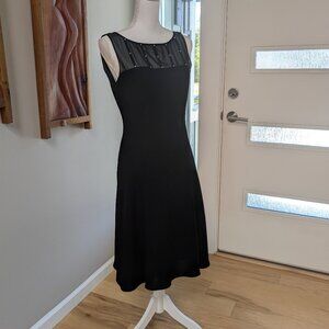Vintage Jones Wear Black Mesh Crystal Cowl Back Dress Sz 10 Sleeveless LBD Goth